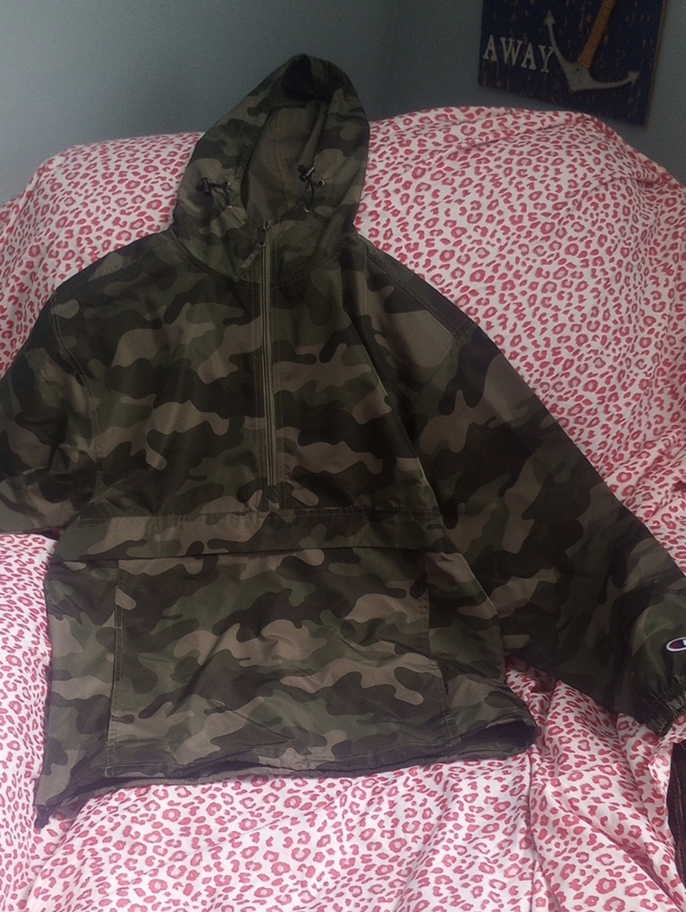 Champion Kids Hooded Camo Rain Anorak - Green